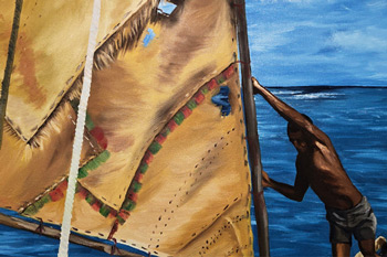 Painting of man sailing