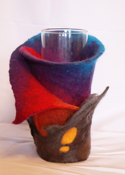 felt and glass vase